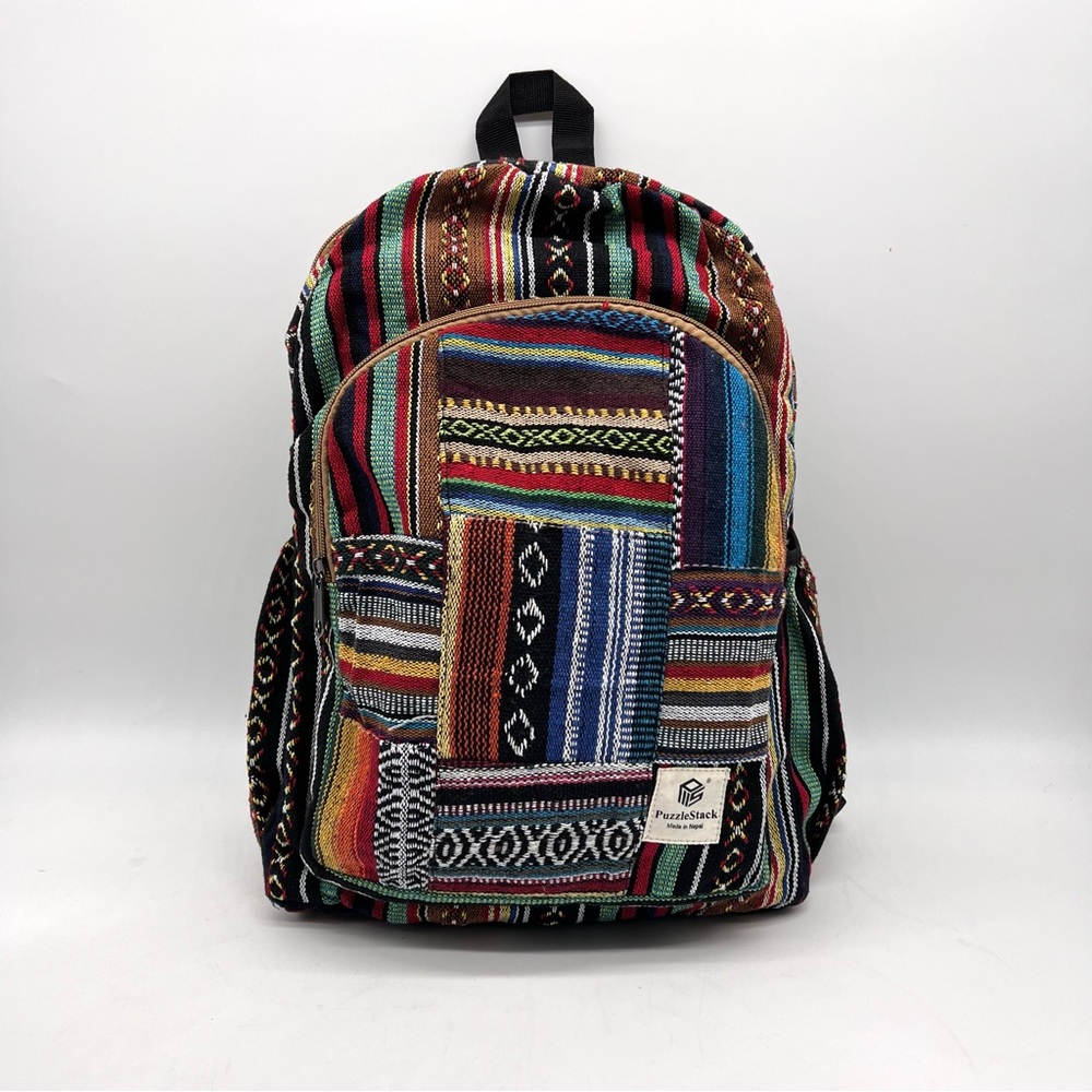 Bohemian Style Multi Colored Cotton Backpack Medium Size